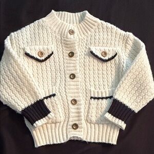 Cozy White Knit Kids Blk & White Sweater